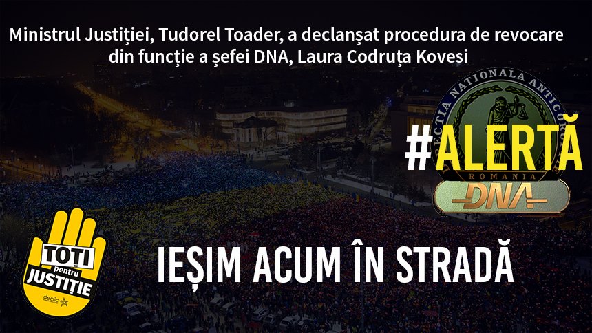 Protest de proporții în această seară în Piața Victoriei din Capitală, pentru susținerea DNA