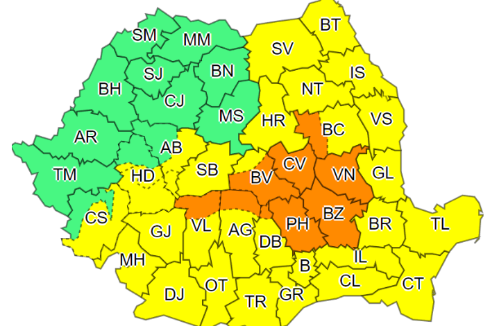 Dobrogea: Avertizare meteo de ploi abundente, grindină și vânt