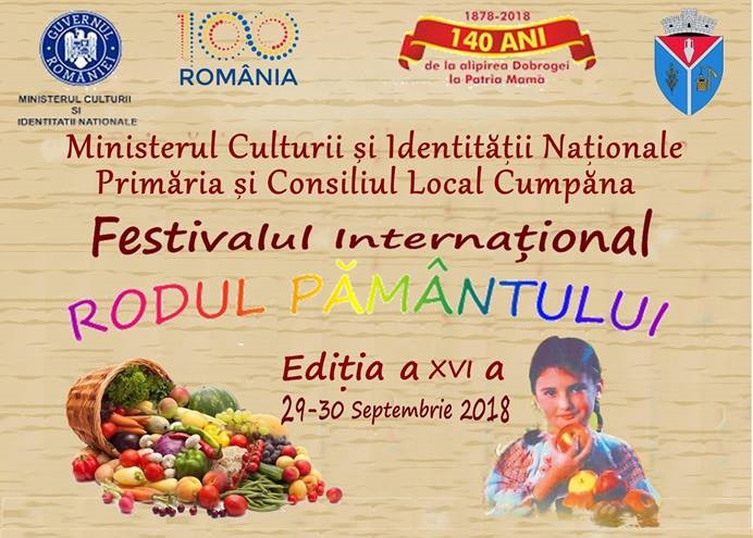 Festivalul Internațional RODUL PĂMÂNTULUI, ediția a XVI-a, se desfășoară în comuna Cumpăna în perioada 29 - 30 septembrie