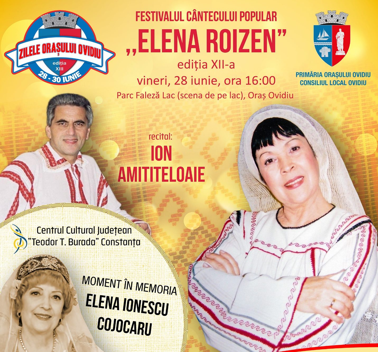 Primăria Ovidiu organizează ediția a XII-a a Festivalului Cântecului Popular "Elena Roizen"
