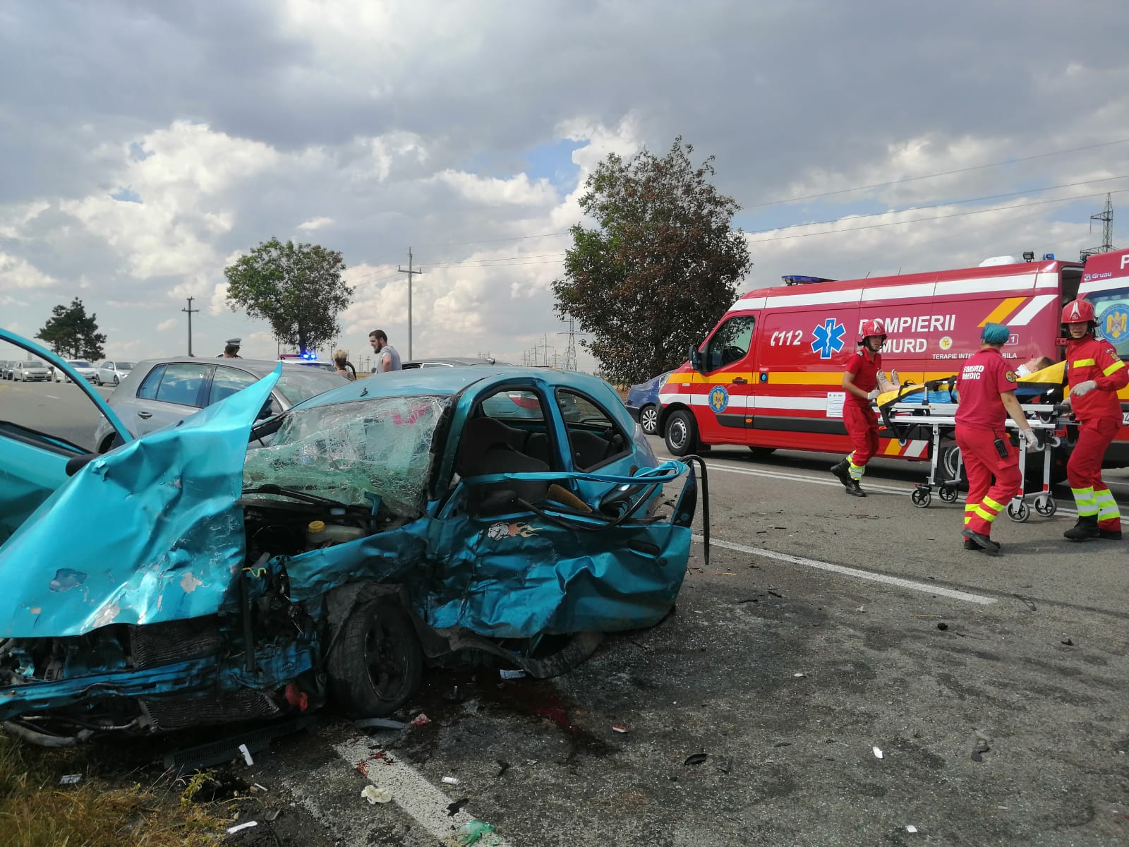(Foto/Video) Accident groaznic la ieșire din Ovidiu. O mașină intrat pe contrasens. Sunt 5 victime