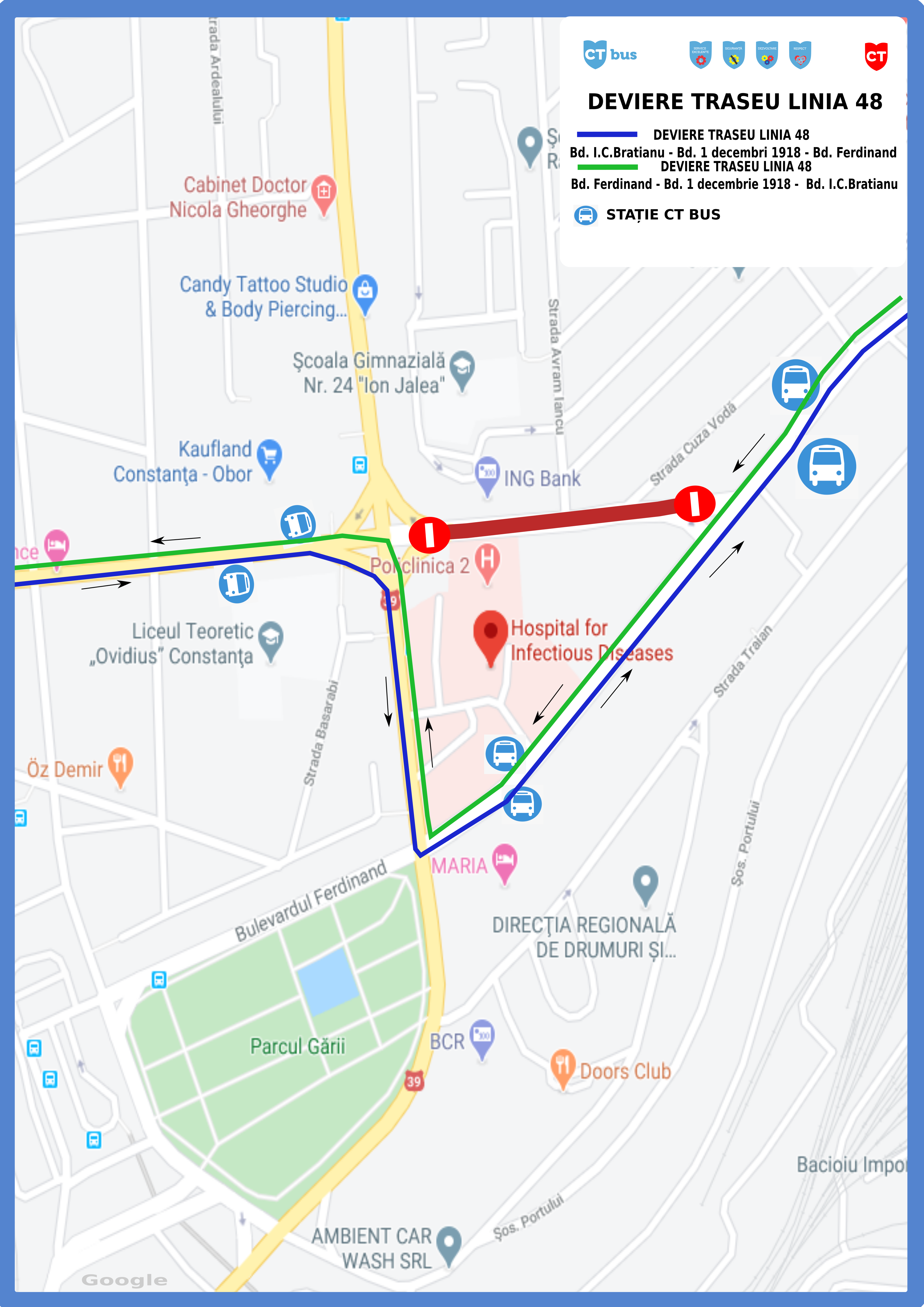 Modificări pe traseul liniei autobuzului 48 din municipiul Constanța