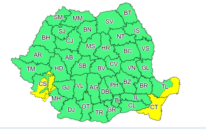 Județul Constanța, sub avertizare cod galben de vânt până diseară