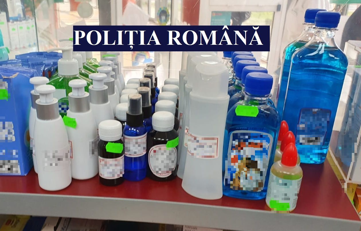 Percheziții în farmacii care vindeau substanță pentru dezinfectare contrafăcută sau fără autorizare