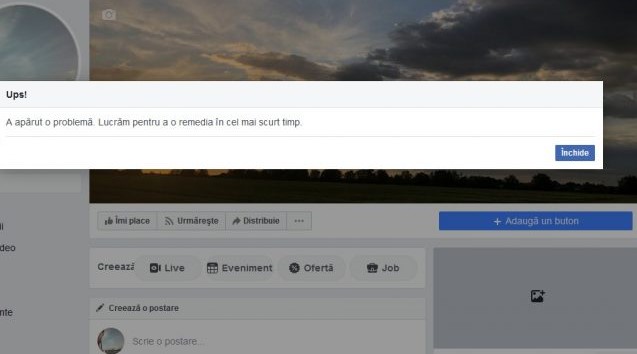 Utilizatorii Facebook nu au putut posta pe pagini timp de câteva ore