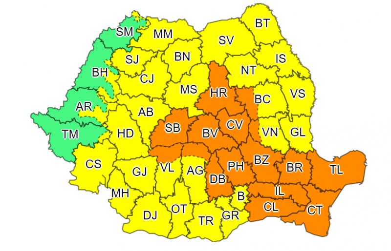 Dobrogea, vizată de o avertizare cod portocaliu de furtuni