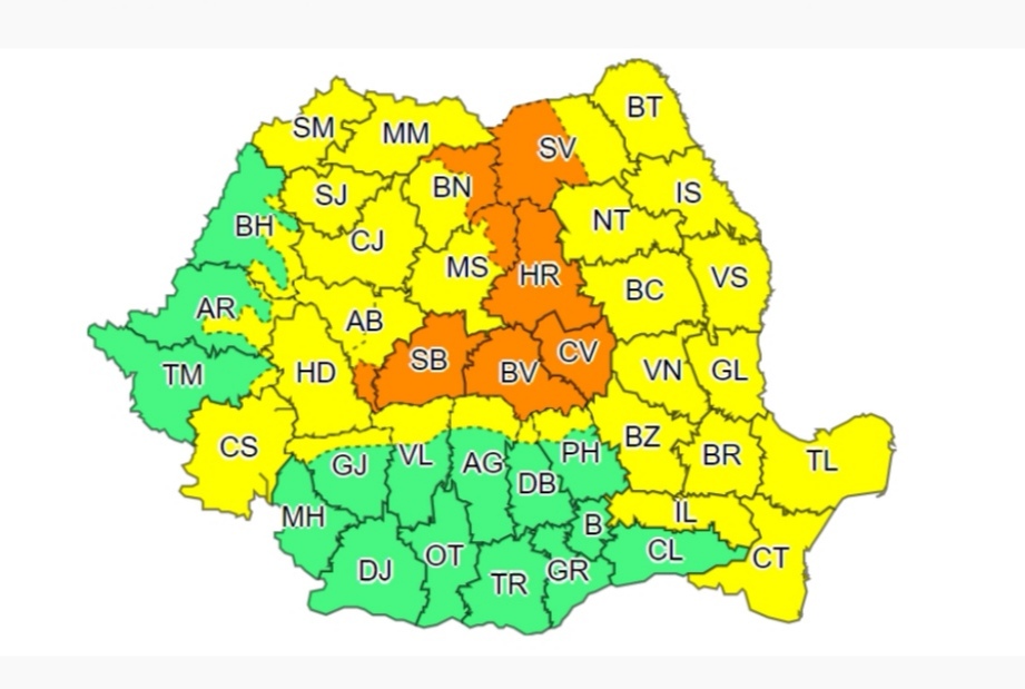 Județul Constanța, sub avertizare cod galben de ploi, grindină și vânt