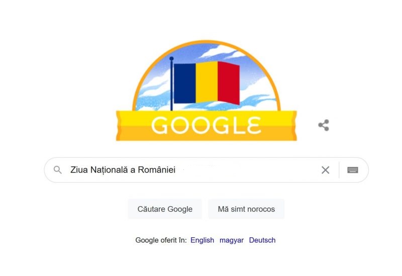 Google marchează Ziua Națională a României cu un doodle