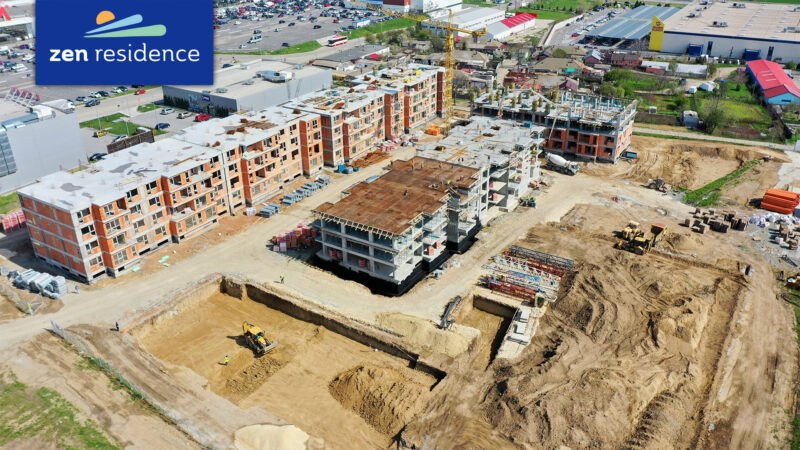 Până la finalul anului, partea de structură la toate cele 7 blocuri din Complexul Zen Residence va fi gata