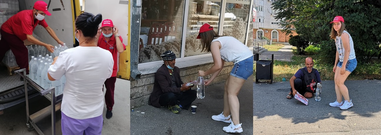 Voluntarii Asociației "Suflete deschise” au împărțit hrană și apă rece oamenilor străzii. Îndemn către a dona încălţăminte, jucării sau alte bunuri ce prisosesc omului de rând