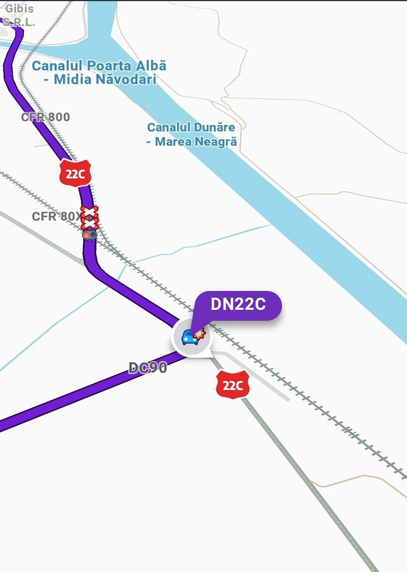 Accident cu 3 mașini pe DN 22C, spre localitatea Nisipari