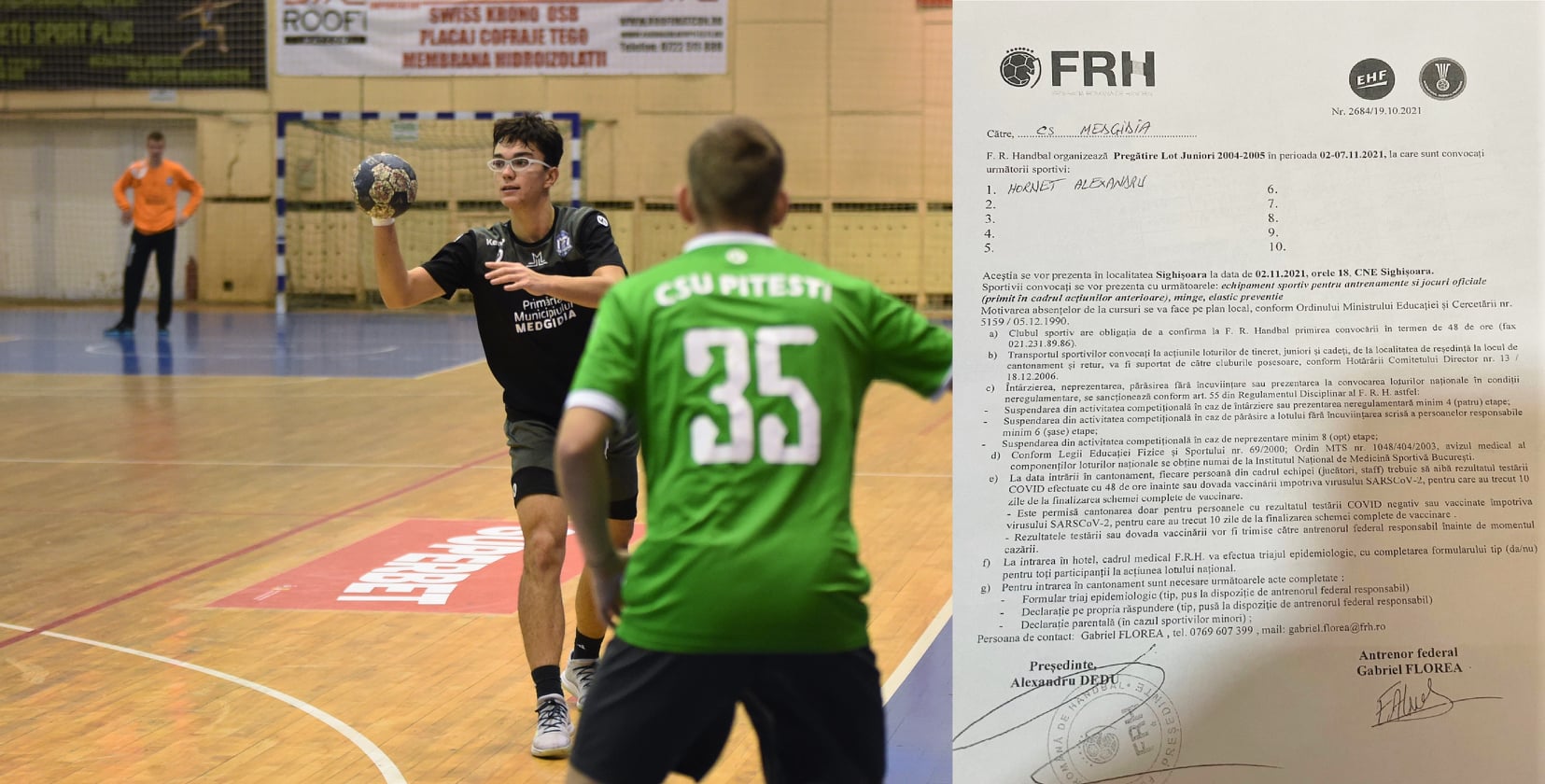 Handbal: Alexandru Hornet, de la CS Medgidia, convocat la naţionala de juniori a României