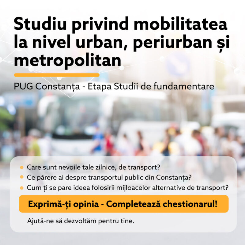 Sondaj de opinie privind mobilitatea urbană în municipiul Constanța