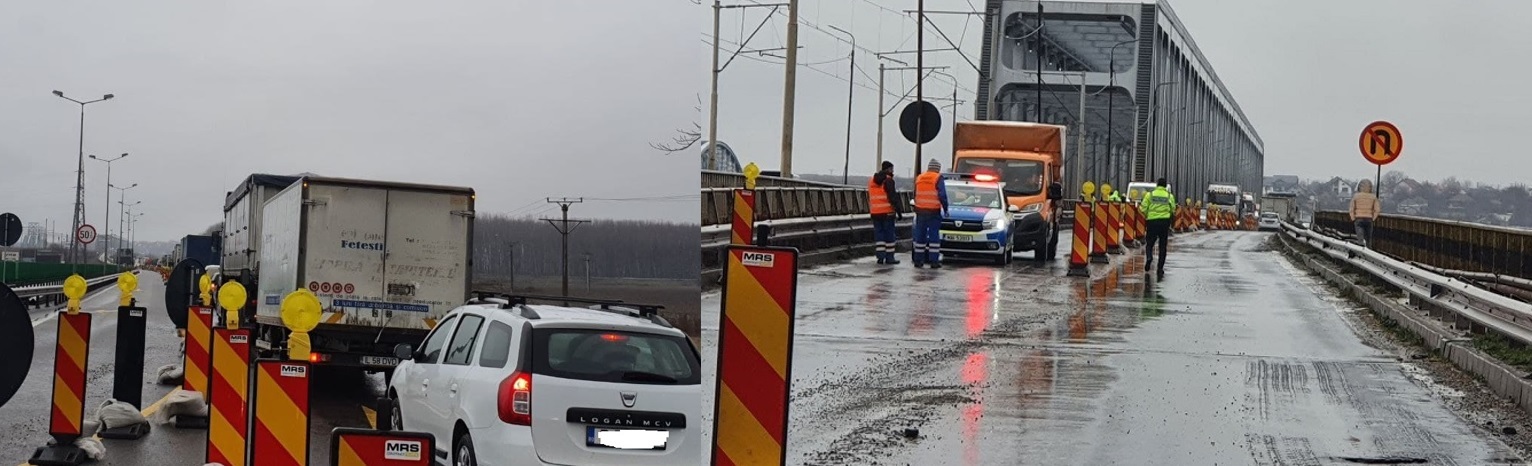 (Foto) Cozi kilometrice de mașini pe A2, în zona Podului de la Cernavodă, din cauza lucrărilor