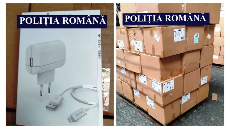 Accesorii pentru telefoane mobile contrafăcute, depistate în Portul Constanța