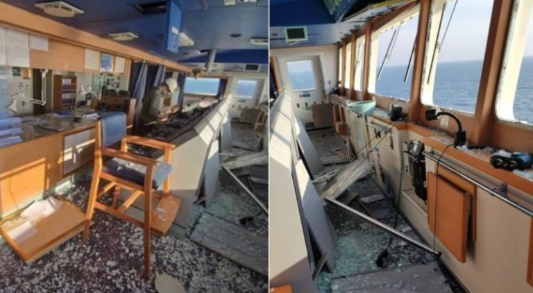 O navă turcească a fost lovită de o rachetă, în Marea Neagră. Se îndrepta către Portul Constanța