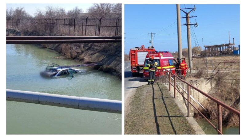 Șoferul care a căzut cu mașina în canal, din cauza exploziei unei anvelope, era BĂUT