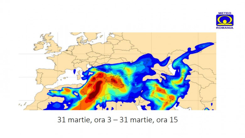 O masă de aer cu praf saharian ajunge deasupra României