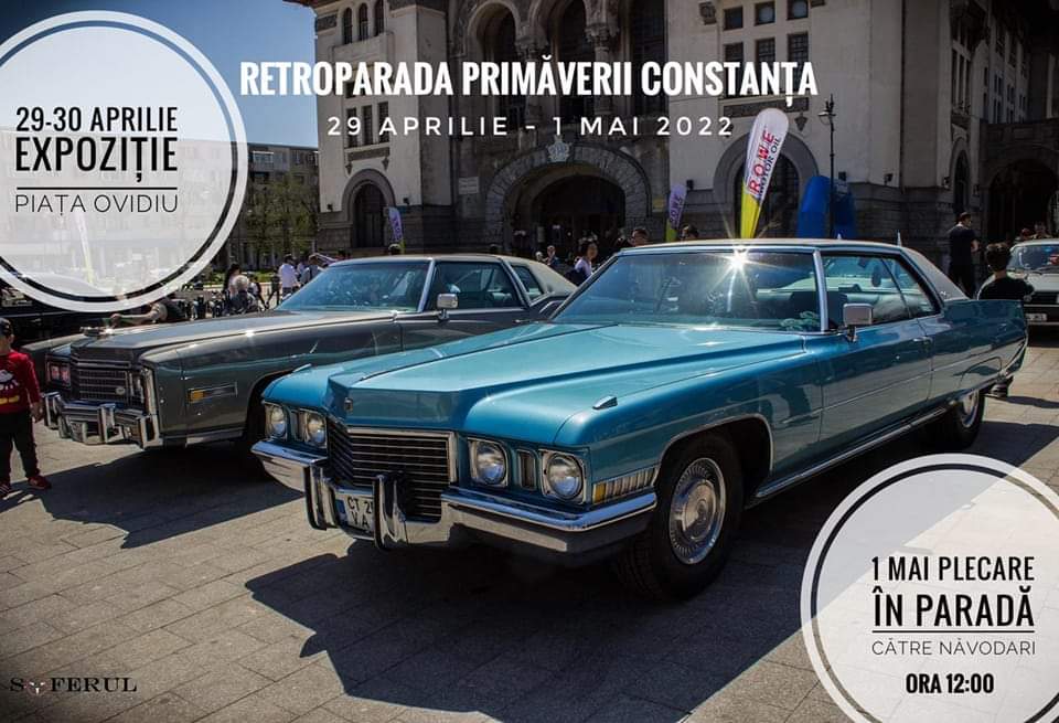 Automobilele de colecție pot fi admirate la „Retroparada Primăverii" în Piața Ovidiu, timp de trei zile