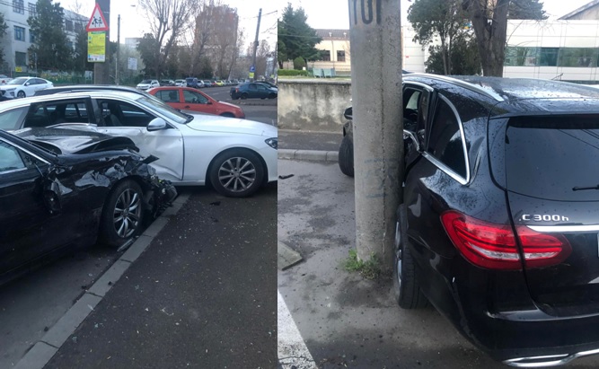 Cum s-a petrecut accidentul de la Abator. Trei mașini parcate au fost lovite