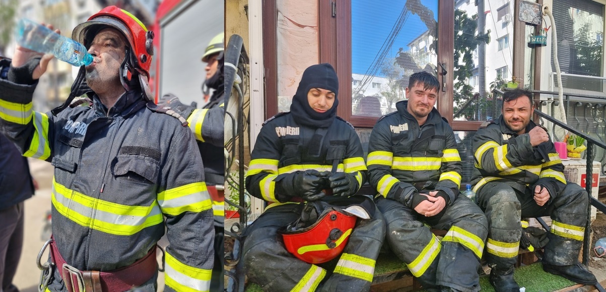 (FOTO) Ei sunt eroii care au intervenit în incendiul de la blocul din Năvodari