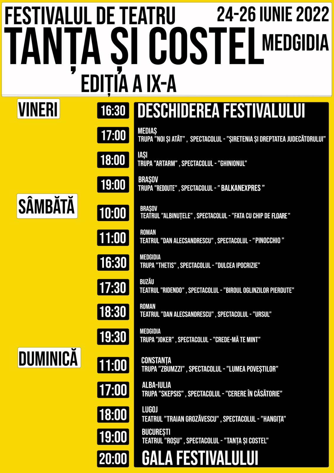 Program Festival Taanța și Costel Medgidia 2022