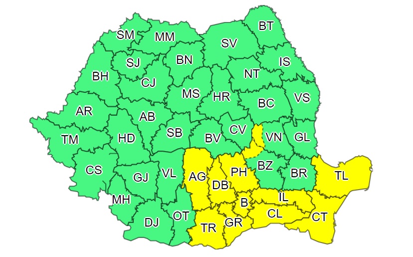 Ploi torenţiale, vijelii şi grindină până miercuri dimineaţă: Este vizat litoralul și Delta Dunării
