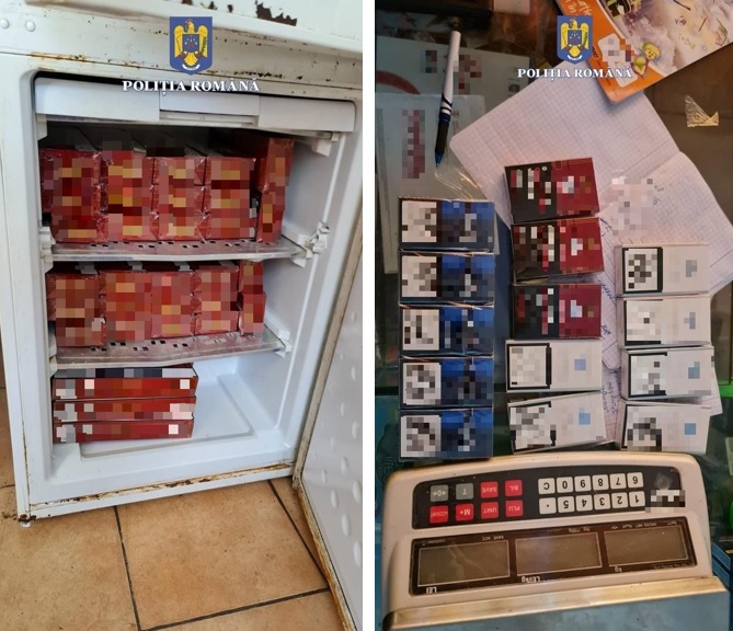 (FOTO) Țigări de contrabandă găsite în frigider în urma unor percheziții în județele Constanța și Tulcea