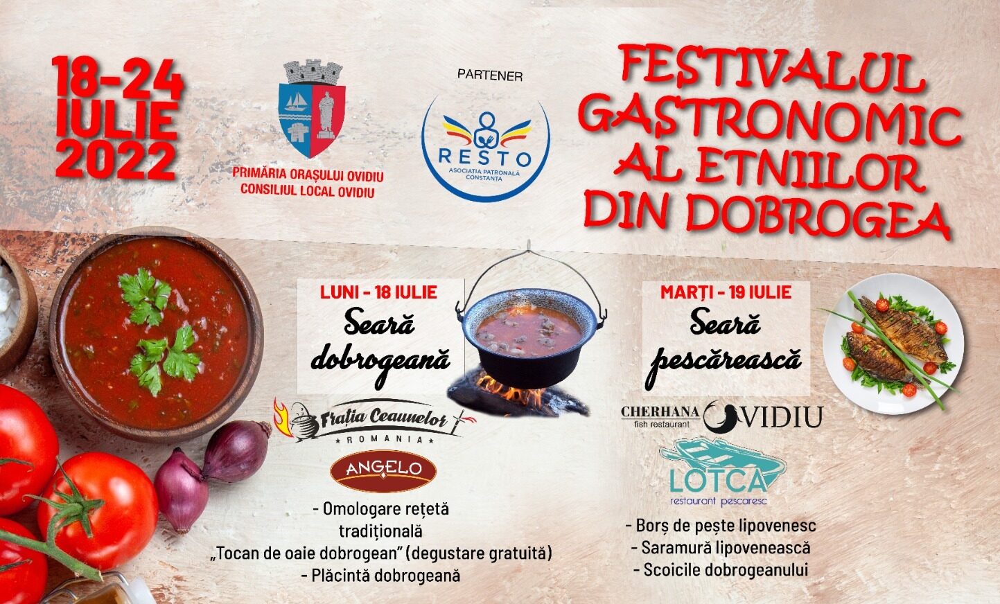 Invitație la Festivalul Gastronomic al Etniilor din Dobrogea desfășurat la Ovidiu