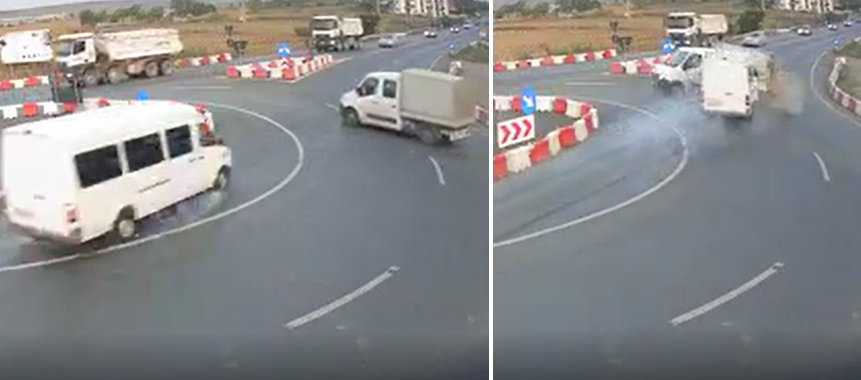 (VIDEO) Momentul impactului dintre un microbuz și un camion. 13 persoane au fost rănite