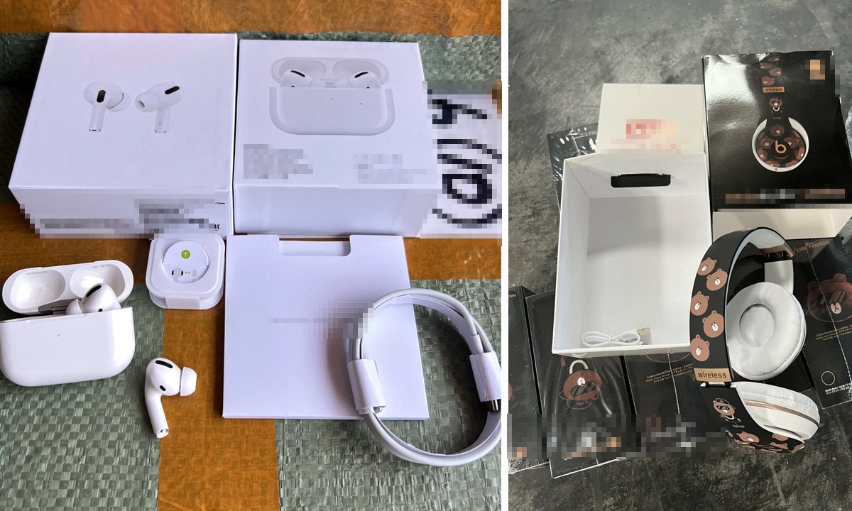 (FOTO) Căști și accesorii contrafăcute pentru telefoane, descoperite în Portul Constanța, în două containere sosite din China