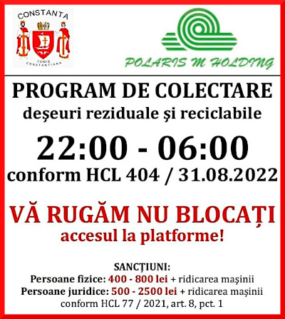 Polaris M Holding CONSTANȚA colectare deșeuri pe timpul nopții 10 octombrie 2022