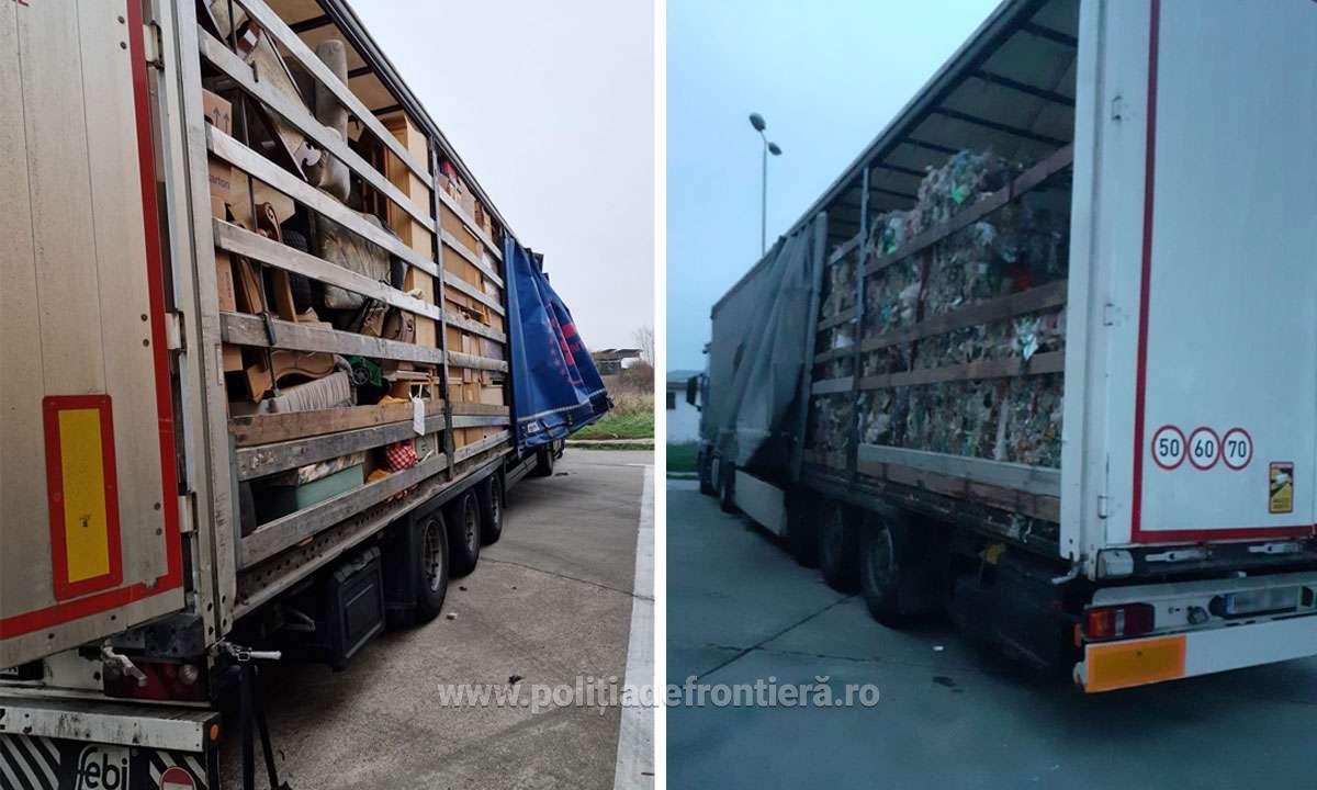 Peste 34 de tone de deșeuri, descoperite de polițiștii de frontieră și înapoiate pe teritoriul maghiar