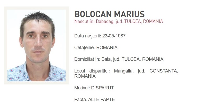 Anunțul dispariției