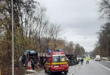 Cisternă răsturnată la intrare în Mihail Kogălniceanu