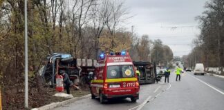 Cisternă răsturnată la intrare în Mihail Kogălniceanu