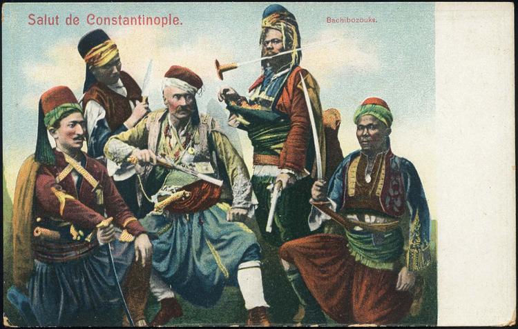 Bașibuzuci pe o carte poștală din Imperiul Otoman