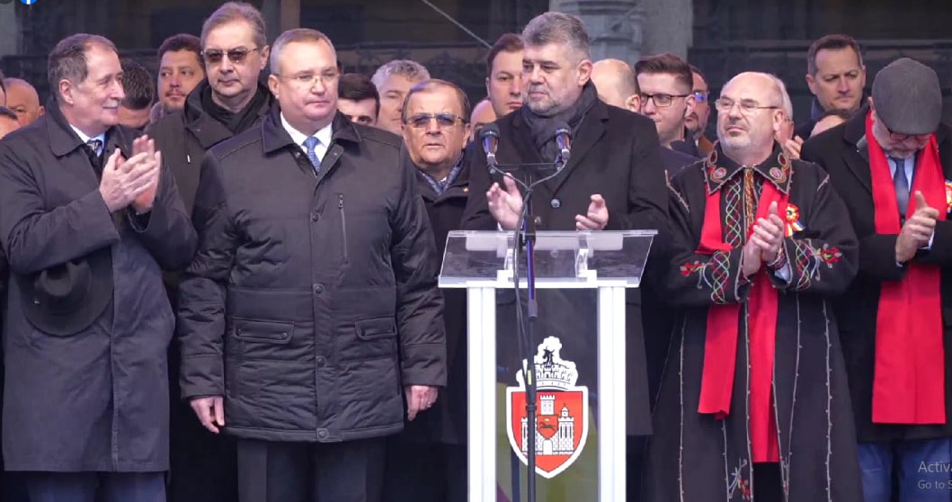 Marcel Ciolacu și Nicolae Ciucă la Mica Unire: Reproșuri, fluierături și strigăte ale membrilor organizațiilor civice
