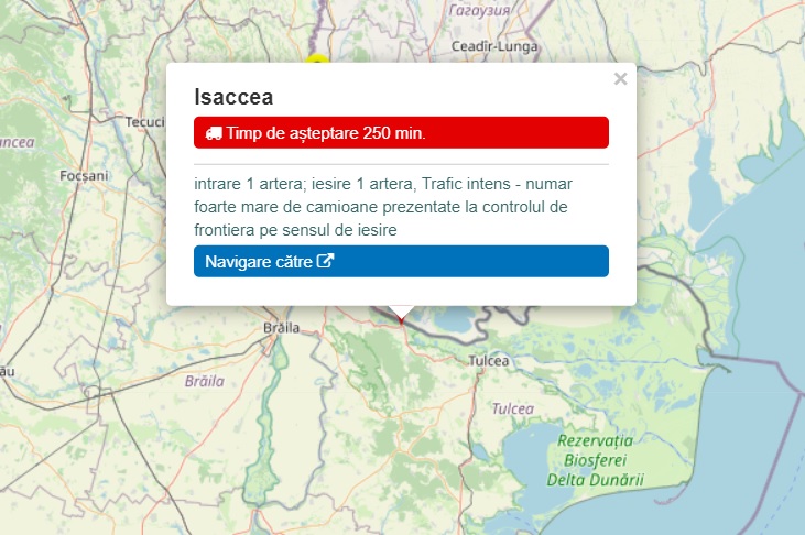 Se RESTRICȚIONEAZĂ circulația camioanelor prin Punctul de Trecere a Frontierei Isaccea