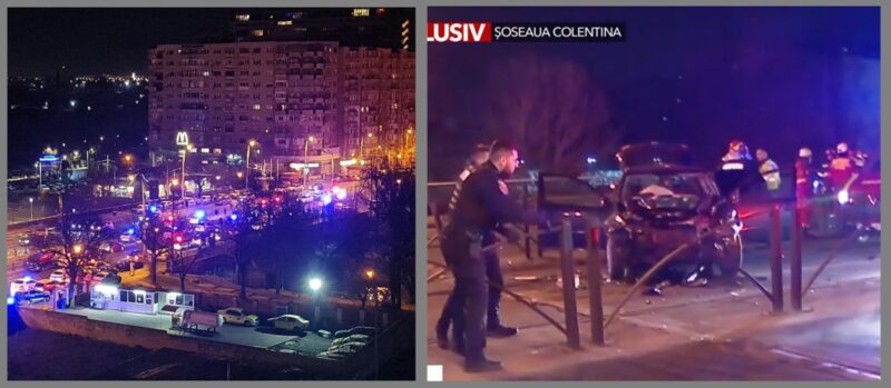 Urmărire ca în filme, pe străzile Capitalei: Un șofer beat a făcut praf o mașină a Poliției