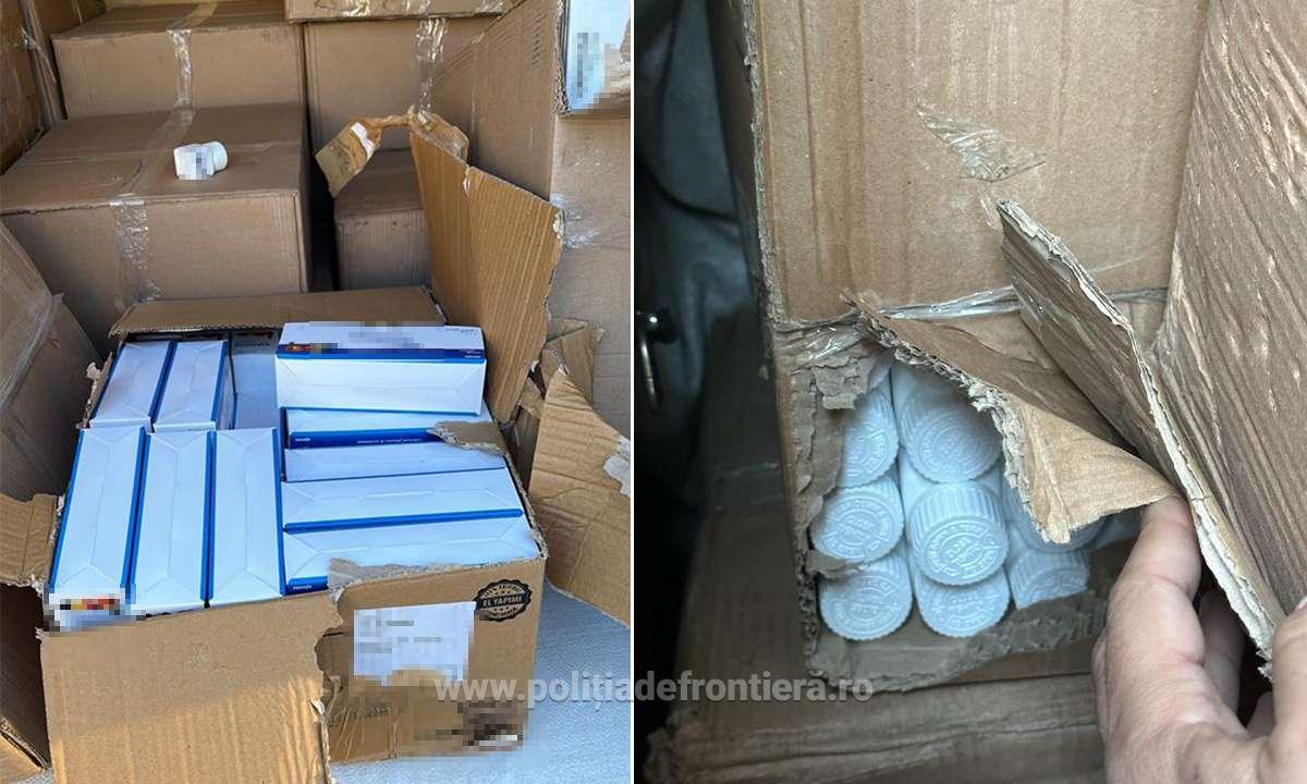 (FOTO/VIDEO) Farmacie pe roți: Peste 17.000 de cutii cu medicamente contrafăcute au fost depistate