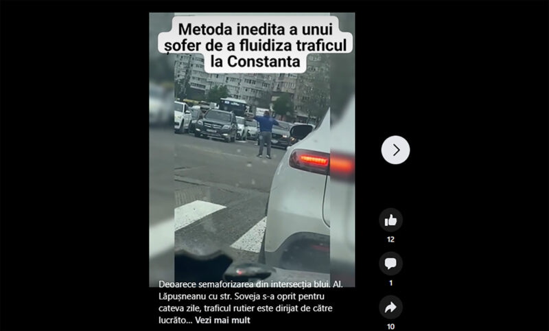 Polițiștii s-au autosesizat în cazul cetățeanului care a dirijat circulația la intersecția străzilor Lăpușneanu și Soveja din Constanța