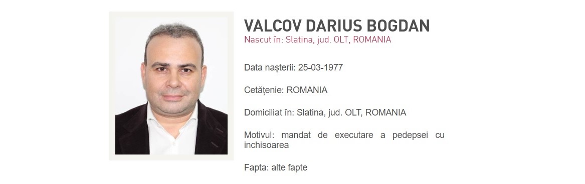 Darius Vâlcov, dat în urmărire națională