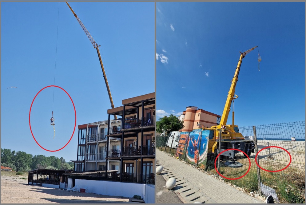 (FOTO) De la senzații tari la pericol de moarte: Pe plaja dintre Eforie Nord și Eforie Sud a apărut un bungee jumping. Ce spune primarul Robert Șerban despre autorizare