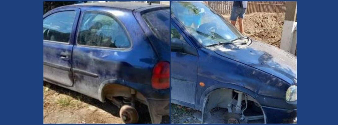 Hoții au furat roțile unui autoturism din Corbu și au distrus mai apoi mașina. Poliția este pe urma făptașilor