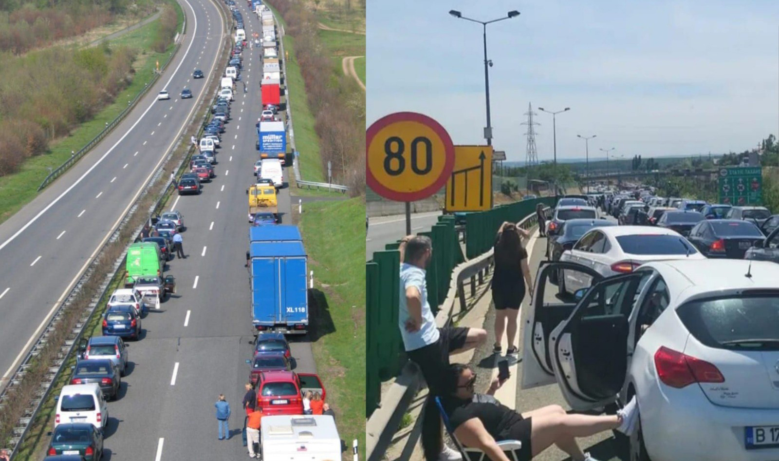 La bronzat, cu șezlongul, pe autostradă. Polițist rutier: "Doamne ferește de un incendiu!"