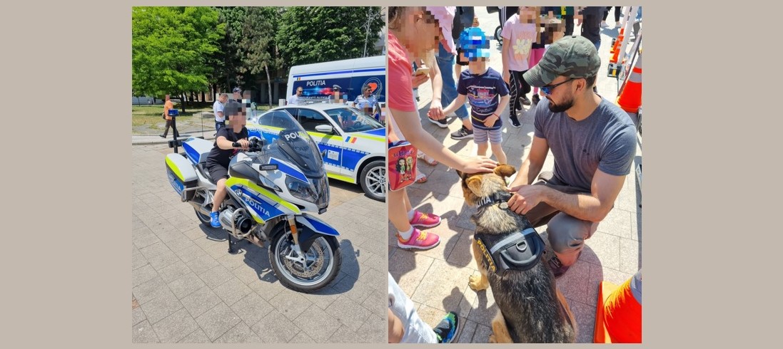 (GALERIE FOTO) Activități desfășurate de IPJ Constanța, pentru cei mici, în Piața Ovidiu, de Ziua Copilului