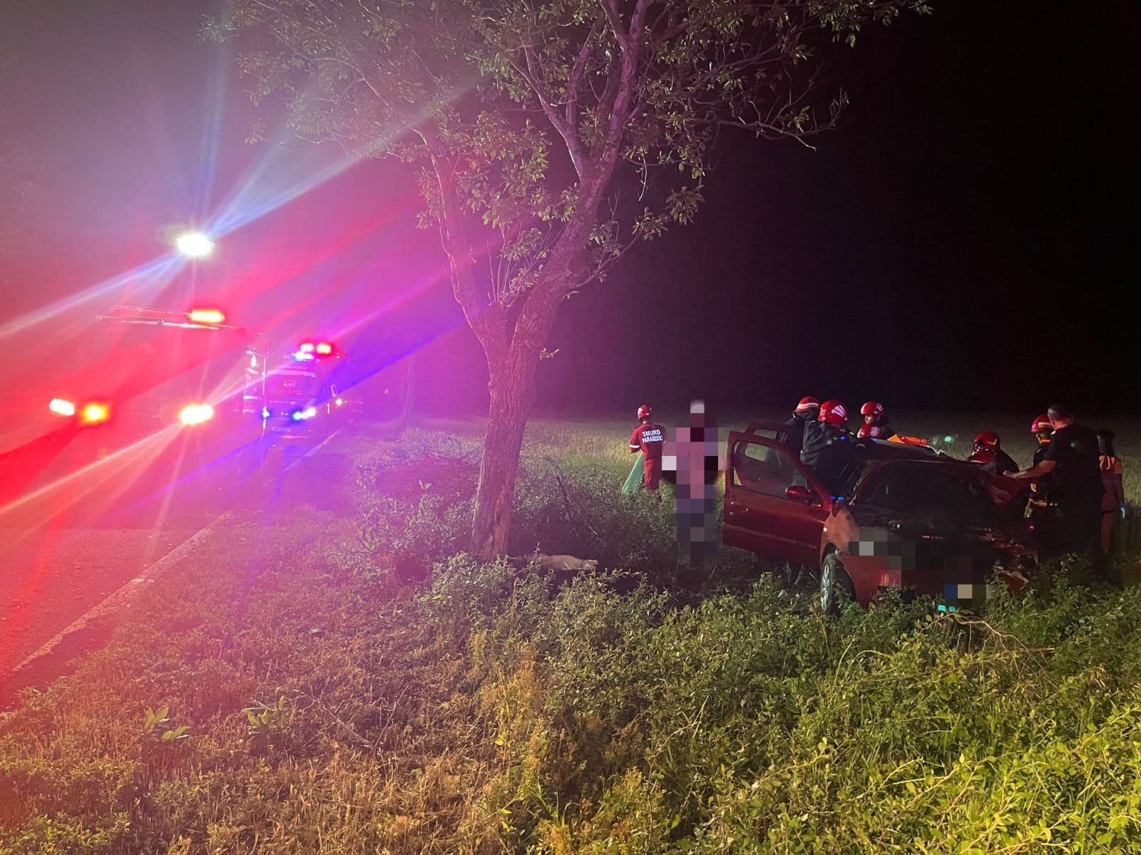 Județul Tulcea: Șase persoane, la un pas de moarte după ce un șofer de 67 de ani a intrat cu mașina într-un copac de pe marginea DN22A