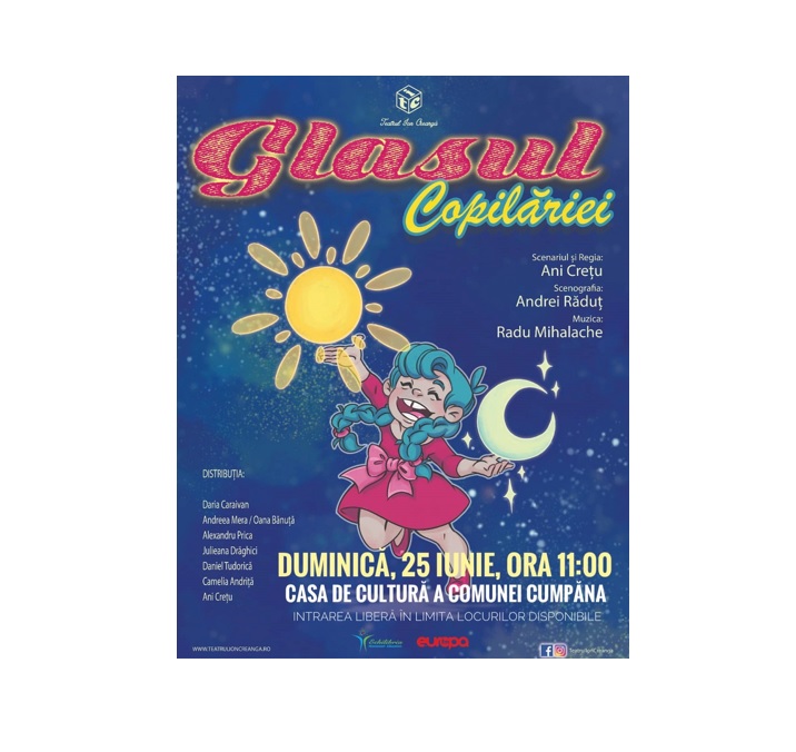 Intrare LIBERĂ! Toți copiii din Cumpăna sunt invitați duminică la spectacolul de teatru "Glasul Copilăriei"