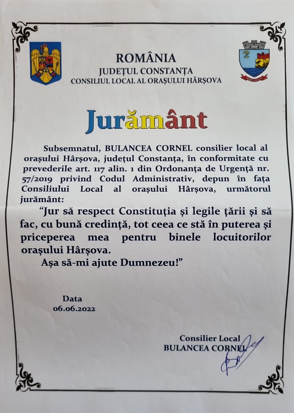 Jurământ consilier PSD Hârșova